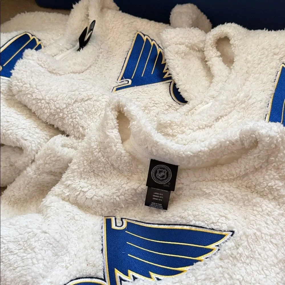 NHL BLUES Cozy White Fleece Sweatshirt LARGE10/12